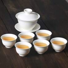 1pc Dehua White Porcelain Gongfu Tea Cup, Household Ceramic Tea Cup For Tea Tasting, Office Personal Tea Cup And Saucer