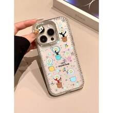 Funda para teléfono IMD con diseño de girasol y polvo brillante, orificio grande, borde transparente brillante, compatible con phone 16 Pro Max, 15, 14 Plus, 13 y 12. Ideal para Año Nuevo, Pascua y Halloween. Un regalo perfecto para amigos y familiares. Diseño elegante y duradero. Accesorio brillante. Regalo ideal para la familia y los amigos. - transparente - Ver 2