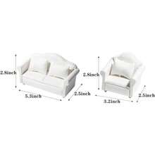 1:12 娃娃屋微型客厅家具套装 - 3 件白色布艺沙发配 4 个枕头、娃娃屋沙发、微风景装饰、斜倚双人沙发、白色装饰、娃娃家具、可爱的小沙发、精致的小沙发吊坠、微型玩具家具，适合作为礼物 - 彩色 - 查看 8
