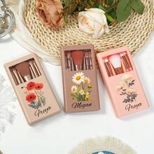 1PC Personalized Birth Flower Makeup Brush Box Set, Customized Wedding Gift, Bridal Party Gift, Bridesmaid Gift, Friend Birthday Gift. - one-size - View 6