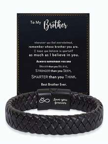 送给我儿子的励志手链，来自爸爸妈妈的礼物，永远记住你更勇敢，编织皮革手链，适合青少年男孩，来自妈妈，可调节，送给儿子的礼物，圣诞礼物