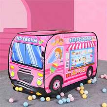 Różowy namiot w kształcie samochodu z lodami, przenośny, składany basen z piłeczkami, zabawka dla dzieci w wieku 3-12 lat, namiot dla niemowląt, basen z piłeczkami, dmuchany namiot
