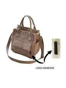 原创灯芯绒多口袋手提包/单肩包，简约多功能学生午餐包，大容量，拉链封口，休闲手提包，复古灯芯绒单肩包，大容量手提包，简约多功能学生背包，午餐包 - 彩色 - 查看 11