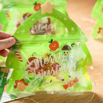 60 件/50 件/25 件/10 件/5 件手持圣诞树礼品袋带密封 - 完美设计，适合圣诞派对礼品、礼物和装饰品、圣诞礼品袋、圣诞装饰品、家庭聚会包装袋、生日派对礼品包装袋、可重复使用、随机颜色和款式圣诞节圣诞装饰品圣诞睡衣圣诞礼物圣诞装饰