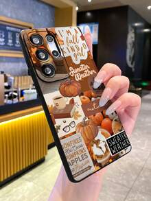 1pc Autumn Pumpkin, Coffee, Book, Apple, Star Graphic Patchwork Letter Newspaper Eye TPU Shockproof Phone Case, Suitable As Holiday Gift Compatible With Iphone Xs/Xsmax/Xr/11 12 13 14 15 16pro/Promax/14 15 16plus, Nothing, Pixel, INFINIX, Redmi Series Phones