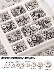 100PCs Stainless Steel Flat Round Spacer Beads Separators Beads For Jewelry Making Metal Steel Color Diy Accessories,Thick Spacer Beads,Rounded Donut Jewelry Making Spacers Bead Caps & Bead Cones Jewelry Making Charms Jewelry Charms - Steel Color-100pcs - View 3