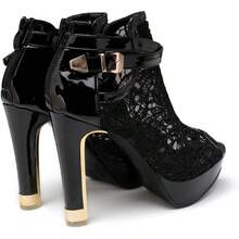 Women's Pretty Lace Open Toes High Heels Ankle Boots-2025 - màu đen - Xem 4