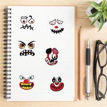 Pacote com 50 folhas de adesivos de Halloween fofos e um pouco assustadores, com estampa de desenho animado, adequados para capacetes, paredes de carro, garrafas de água, tablets, adesivos de decoração de bagagem