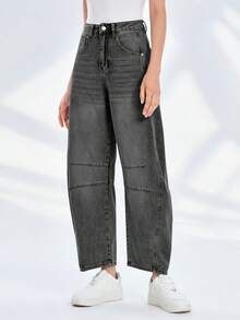 Women's Baggy Vintage Boyfriend Jeans Wide Leg Barrel Denim Pants Mid Rise Outdoor Hiking Travel Casual Denim Ankle Jeans - Xám - Xem 5