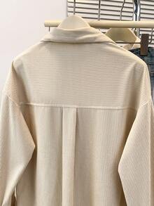 YUXIN Món đồ không thể thiếu cho mùa Thu/Đông! Áo khoác nữ dáng rộng bằng vải nhung kẻ, thiết kế hai túi tiện dụng, hoàn hảo để mặc nhiều lớp, phù hợp cho đi làm/mua sắm hàng ngày và nhiều dịp khác nhau. Mùa hè. - Màu be - Xem 8