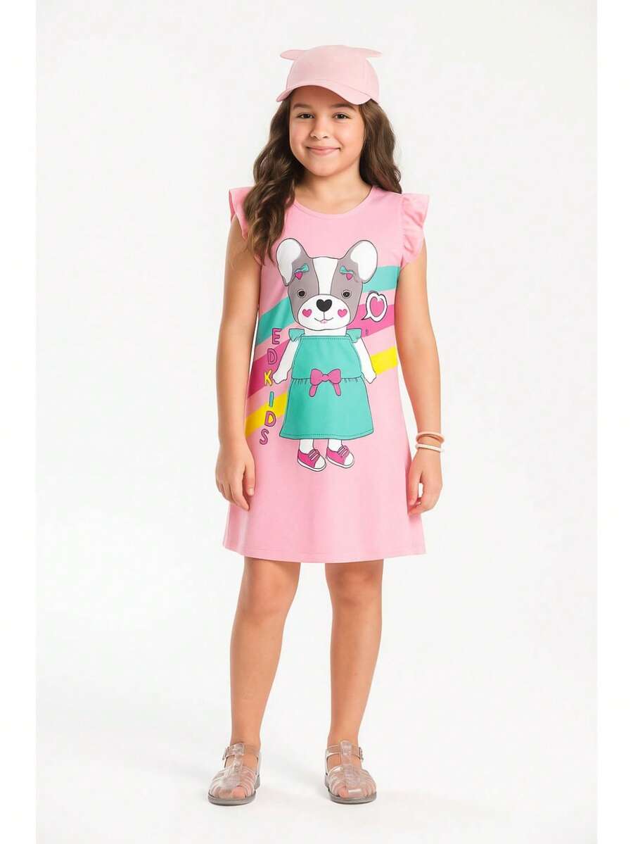 ED KIDS Summer Dress For Girls - Pink - HỒNG - Xem 1