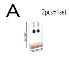 亚克力耳环展示架、珠宝零售架、拱形亚克力耳环架、实心和空心亚克力标牌、带木质底座的耳环、吊坠、耳环珠宝展示架 - 無色 - 查看 12