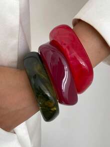 1 chiếc vòng tay nhựa Acrylic phong cách Punk cổ điển, vòng tay dày thời trang tối giản, phóng đại, phù hợp để đeo hàng ngày cho phụ nữ, tụ tập bạn bè, quà tặng ngày lễ, tiệc cưới (Họa tiết màu trên vòng tay là ngẫu nhiên và có thể khác so với sản phẩm thực tế) - Vòng tay thời trang phóng đại - Xem 1