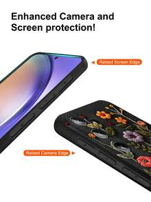 1 ốp lưng điện thoại màu đen in họa tiết giả thêu, tương thích với iPhone 16 Pro Max/16 Plus/16 Pro/16/16e, A54/A55/A53, S24/S24fe/S24 Plus/S24 Ultra, S25/S25 Plus/S25 Ultra, không phải họa tiết 3D. - màu đen - Xem 4