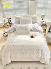 1pc Cute Polyester Heart Pattern Single Duvet Cover, Suitable For Student Dormitory, Multi-Color - Multicolor - View 3