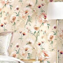 1 Roll Of Yellow Floral Wallpaper Vinyl Self Adhesive Paper Bedroom Living Room Kitchen Home Decoration Wallpaper Appliance Drawer Furniture Renovation Repair Peel Off Cover Film Diy Easy Installation Can Be Removed 45cm*500/300/100cm - Yellow - View 7