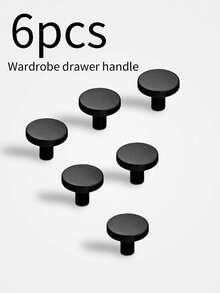 6pcs Modern Matte Black And Gold Cabinet Knobs - Aluminum T-Bar And Single Hole Drawer Pulls, Suitable For Kitchen And Bathroom - Stylish Home Decor Hardware, Kitchen Hardware | Elegant Hardware | Durable Construction, Kitchen Cabinet Knobs And Pulls - Black - View 2