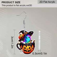 2D Flat - 1 Pair Gothic Y2K Style Earrings - Halloween Pumpkin Cup With Colorful Ghost Design, 304 Stainless Steel Mount, Suitable Daily Wear Or Giving, Halloween Jewelry