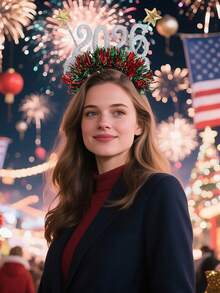 1 Stück 2026 Haarband (Glitzer-Stil) - mit 2026 Nummer & Fünf-Zacken-Stern Design, unisex, geeignet für Partydekorationen, Partybegünstigungen, Neujahrsfeiern und den täglichen Gebrauch