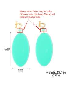 Momo Ayase 角色扮演耳环绿色椭圆形圆盘吊坠耳环耳夹女士珠宝配饰道具（珠子颜色可能有所不同。请参考实际产品。） - 綠色 - 查看 6