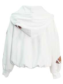 Womens Game Day Sweatshirts Football Sequin Hoodies Tailgate Outfits Long Sleeve Zipper Sweaters With Pocket - 白色 - 查看 2