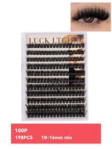 220 buc. Gene false cluster - (gradient natural 10-16 mm), extensii de gene false DIY, naturale, voluminoase, pufoase și ușoare, din material textil 3D, subțiri, ultra-moi și reutilizabile, lucrate manual - perfecte pentru purtare zilnică, întâlniri, petreceri, nunți, ședințe foto și creații artistice personalizate cu gene.