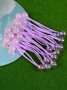 10/14/20pcs Set AB Color Beads Double-Ended Hair Scrunchies, Y2K Fairy Grunge Style Hair Accessories For Girls/Women, Suitable For Casual, Party, Shiny Decoration ,Hair Rope Ponytail Head Accessories