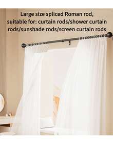 1pc High-Quality Curtain Rod - Fits Windows 47 Inches To 200 Inches, Large Modular Curtain Rod, Adjustable, Seamless Appearance - Premium Solid Aluminum End Caps - Light Black Finish, Suitable For Windows With Ball-Shaped Bases, Includes All Hardware Accessories. Bathroom Decor - Multiple Styles - View 5
