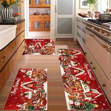 Holiday Reindeer Christmas Doormat - Vibrant Holiday Decor, Non-Slip Backing, Machine Washable, Polyester Entrance Rug, Suitable For Indoor/Outdoor Use, Easy To Clean, Perfect For Winter, Christmas Decoration Bathroom Kitchen Decor