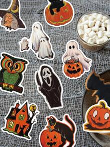 [Halloween Limited Edition]52PCS Halloween Decorative Stickers, Including Ghosts, Pumpkin Heads, Skeletons, Etc. A Practical Halloween Gift, Suitable For Decorating Phone Cases, Notebooks, Laptops, Diaries, Water Cups, Etc.