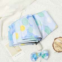 1pc Automatic Folding Umbrella With Floral Oil Painting Design, Black Coating UV Protection, Suitable For Sunny And Rainy Days