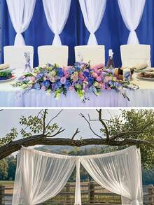 Set de 4 cortinas blancas transparentes de 160*250cm para fiestas, bodas; cortinas de gasa transparentes para decoración de fiestas de cumpleaños, fondos de photobooth, decoraciones de primavera y verano