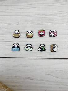 8pcs/Set Cute Panda Animal Pattern Accessories For DIY Sandals, Bracelets, Phone Decorations, Suitable For Beach, Holiday, Birthday Gifts
