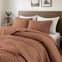 Blue Quilt King Size Bedding Sets With 2 Pillow Shams, Lightweight Soft Bedspread Coverlet, Quilted Blanket Thin Comforter Bed Cover All Season, 3 Pieces, 104x90 Inches, All - Season Bedding - 亮橙色 - 查看 1