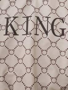 Conjunto de sudadera de cuello redondo de manga larga con estampado de letras y parches + pantalones con estampado de oso y parches para niños pequeños en otoño/invierno - Albaricoque - Ver 6