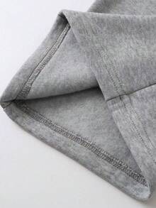 1pc Girl's Minimalist Outdoor Sports Solid Color Fleece Letter Print Flared Straight Leg Pants, Thick & Warm For Spring/Autumn/Winter - Light Grey - View 7