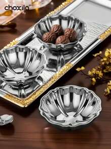 choxila 1PC Stainless Steel Dessert Cup, Dessert Bowl, Candlestick, Serving Tray, Cute Plates, For Home, Hotel, Restaurants, Parties Or Other Social Gathering, Ramadan, Eid Al-Adha - Lotus Bowl - View 3
