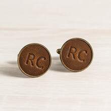 Personalized Embossed Monogram Wedding Cufflink, Custom Handmade Groomsmen Proposal, Gift For Father, Best Man Gift, Wedding Groomsman Cufflinks, Christmas Gift - Multicolor - View 6