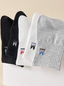 1/5 Pairs Of Women's Mid-Tube Letter M Mid-Tube Socks For Couples, Sports Fashion, High Elasticity, Not Tight Socks, Can Be Worn At Any Time, Comfortable Socks That Do Not Interfere With The Feet, Simple, Versatile And Breathable Socks