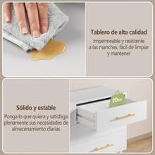 Cómoda de 6 cajones con tiradores de metal almacenamiento dormitorio sala entrada diseño moderno espaciosa organización eficiente resistente fácil montar - Blanco - Ver 5