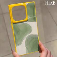 Teléfono con diseño de patrón de bloques verdes, adecuado para las series 16 Pro, 16, 15 Pro, 14, 14 Plus, 13, 13 Pro, 12 Pro, 12 Pro. Diseño de cobertura total a prueba de golpes con orificio grande, marco liso brillante y prominente. - Amarillo - Ver 7