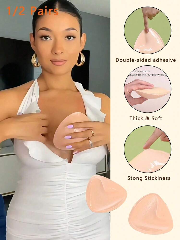 2 PCS Double Sided Sticky Push Up Bra Inserts - Reusable Adhesive Bra With Padding - Sticky Bra For Dresses Bikinis Bra Inserts,Double Sided Self-Adhesive Bra Pads,Sticky Bra Sticky Push Up Bra Lingerie Set Sticky Push Up Bra Push Up Sticky Bra Boob Pads Chest Pads Adhesive Pads - Multicolor - View 3