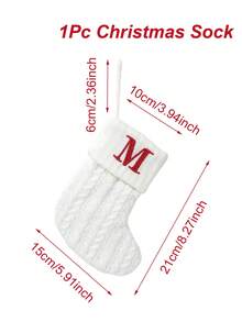1pc White Knit Christmas Stocking, Xmas English Letters Snowflake Hanging Stockings, For 2025 Christmas Party Decoration,2026 New Year Party Favors Supplies, Christmas Room Decoration, Personalized Initial Christmas Stocking, Family Holiday Xmas Home Room Decor,Christmas Tree Ornaments, Christmas Eve Surprise Gifts Package,Christmas Sock Costumes, Christmas Gift Party Favor - White Christmas Letter Knitted Socks - View 18