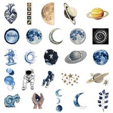 50pcs Blue Space Theme Stickers, Planet Stickers, Cartoon Stickers, Decorative Stickers, Waterproof Vinyl Stickers, Laptop Stickers Set, Skateboard Stickers, Water Bottle Stickers, Notebook Stickers - Multicolor - View 6