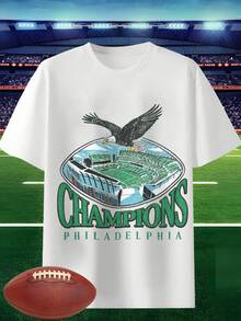 Champions Philadelphia 100 Percent Cotton T Shirt Eagles Stadium Graphic Tee For Men Women Football Fans Sports Apparel Top Quality Soft Comfortable Team Spirit Wear - trắng - Xem 1