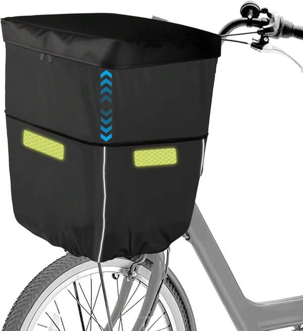 Two-Tier Bicycle Basket Cover, Large Capacity, Waterproof And Dustproof, Double-Opening Zipper, Wide Fit, Drawstring Style, Perfect For Commuting, Bicycle Accessories