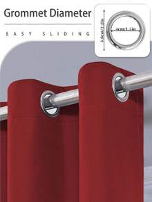 1pc Blackout Curtain Panel With Thermal Insulated Lining, Suitable For Living Room, Bedroom, Kitchen, Bathroom, Home Decor, Room Decor - Red - View 6
