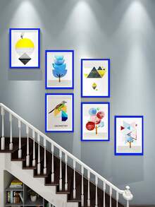 6pcs/Set Modern Minimalist Staircase Decor Painting, Corridor Wall Art Hanging Paintings, Random Photo Included
