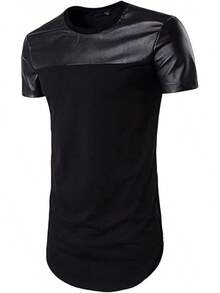 Men's Spell Leather Hipster Hip Hop T Shirthalloween - màu đen - Xem 1