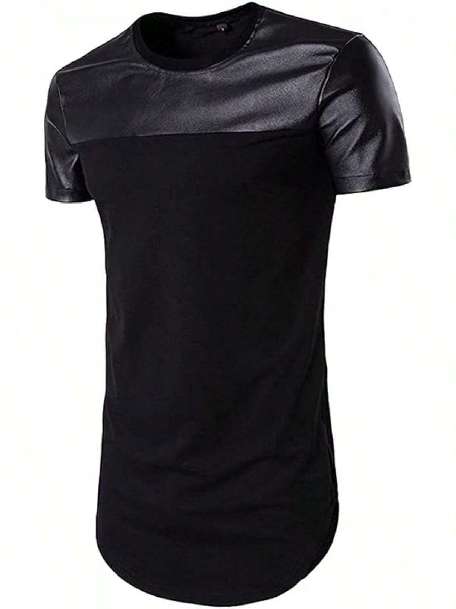 Men's Spell Leather Hipster Hip Hop T Shirthalloween - màu đen - Xem 1